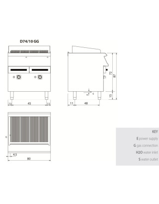 Grill wodny gazowy, 15 kW,...